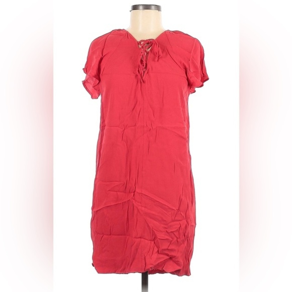 Madewell Red Lace-Up Flutter Sleeve Women's Shift Sheath Mini‎ Dress Size Medium
